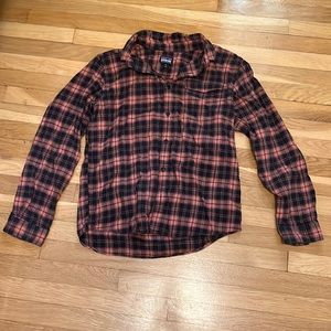 Patagonia orange and black plaid button up shirt - Medium